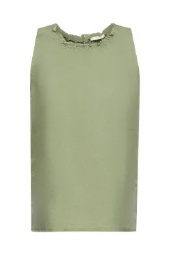 Edc By Esprit Ärmellos Bluse Einem Leinenmix Light Khaki