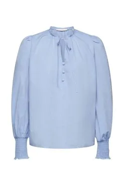 Edc By Esprit Baumwollbluse Mit Bindedetail Navy