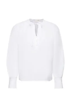 Edc By Esprit Baumwollbluse Mit Bindedetail White