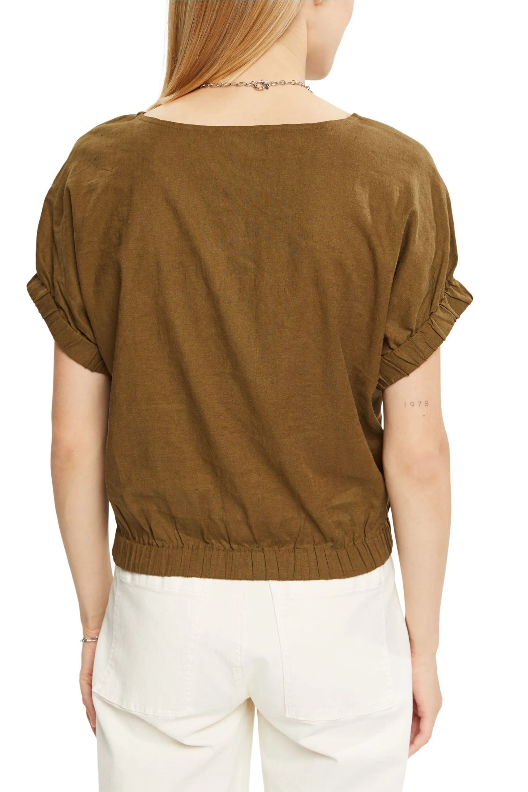 Edc By Esprit Blouses Woven Short Sleeve Khaki Green – Bild 3