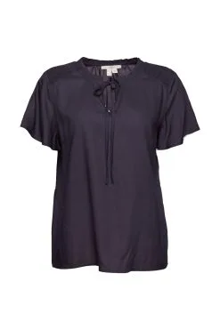 Edc By Esprit Bluse Mit Bindebändchen Navy
