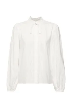 Edc By Esprit Bluse Mit Gekräuseltem Kragen Off White