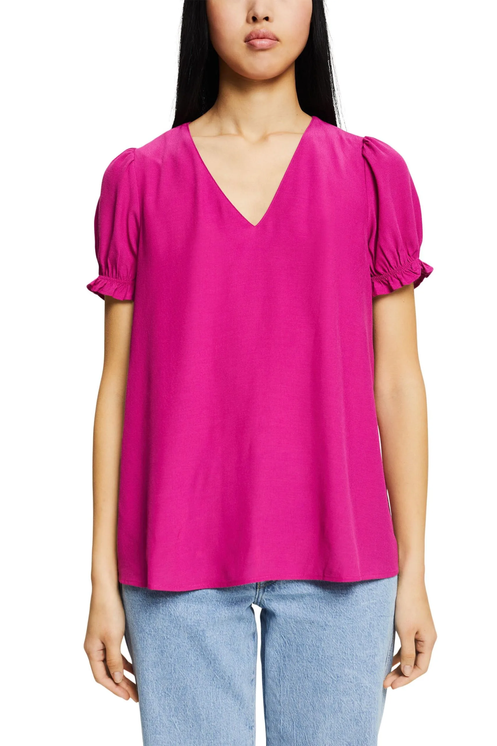 Edc By Esprit Bluse Mit V-Ausschnitt Pink Fuchsia – Bild 2