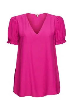 Edc By Esprit Bluse Mit V-Ausschnitt Pink Fuchsia