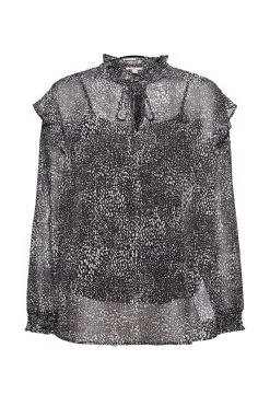 Edc By Esprit Chiffonbluse Mit Print Und Volants Black 4