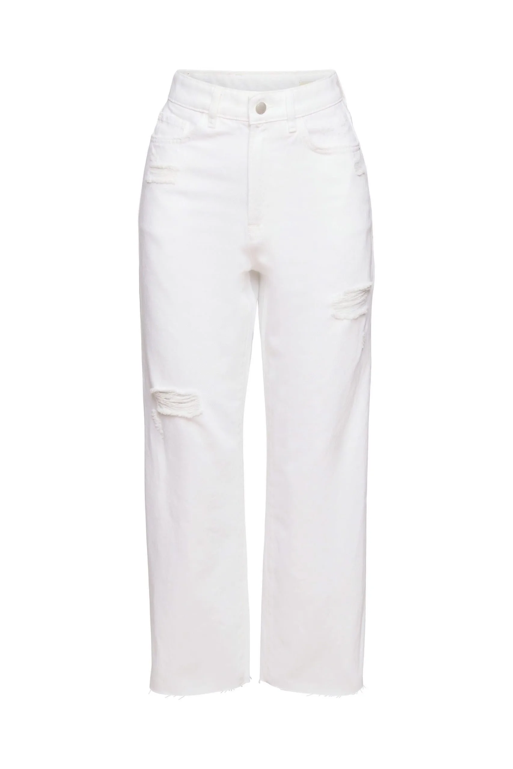 Edc By Esprit Dad-Jeans Mit Destroyed-Effekten White