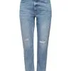 Edc By Esprit Destroyed-Jeans Im Mom-Fit Blue Medium Washed
