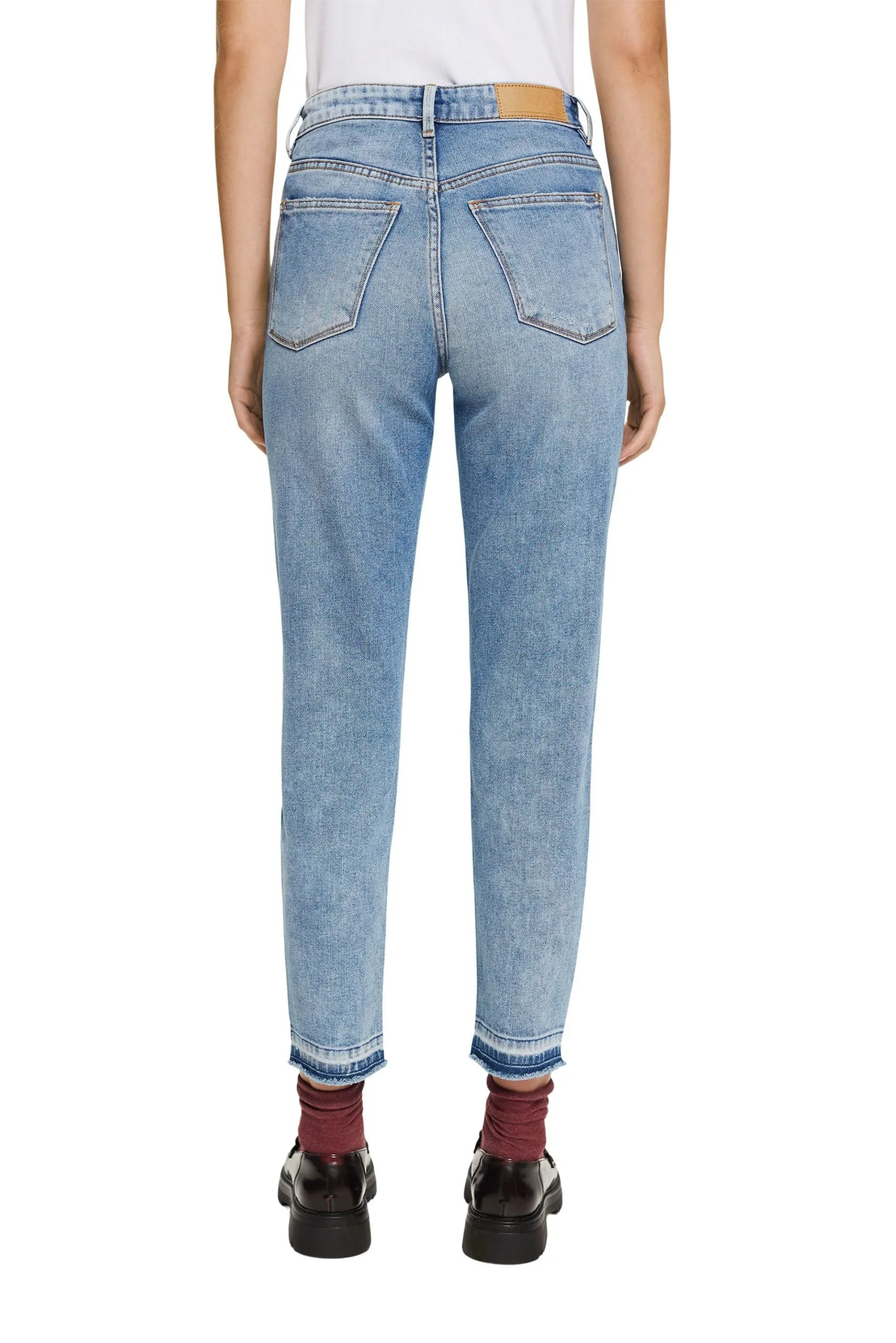 Edc By Esprit Destroyed-Jeans Im Mom-Fit Blue Medium Washed – Bild 3