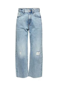 Edc By Esprit Destroyed-Jeans Mit Geradem Bein Blue Light Wash