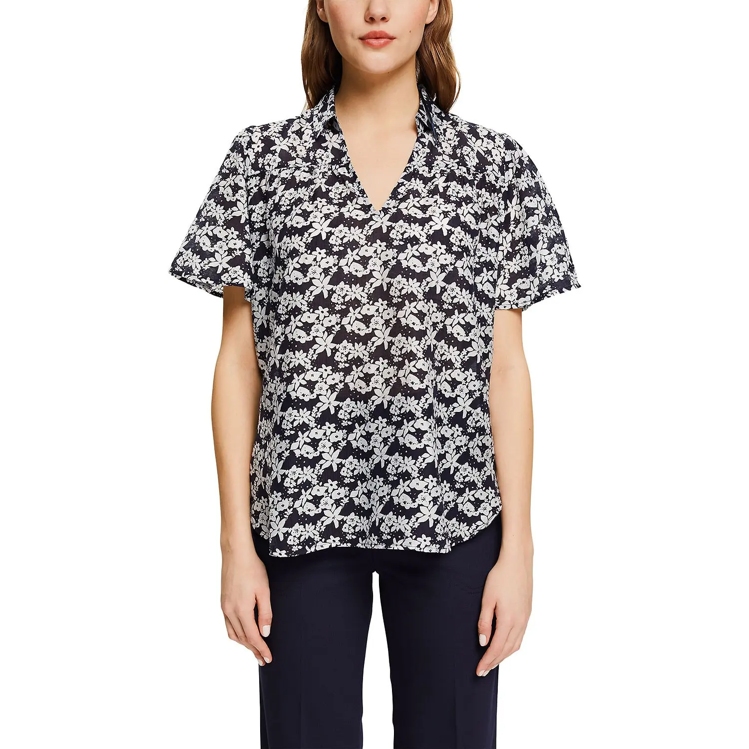 Edc By Esprit Geblümte Bluse In Marine – Bild 2