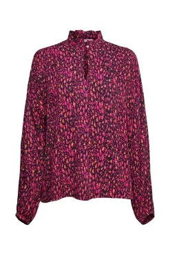 Edc By Esprit Gemusterte Bluse New Pink Fuchsia
