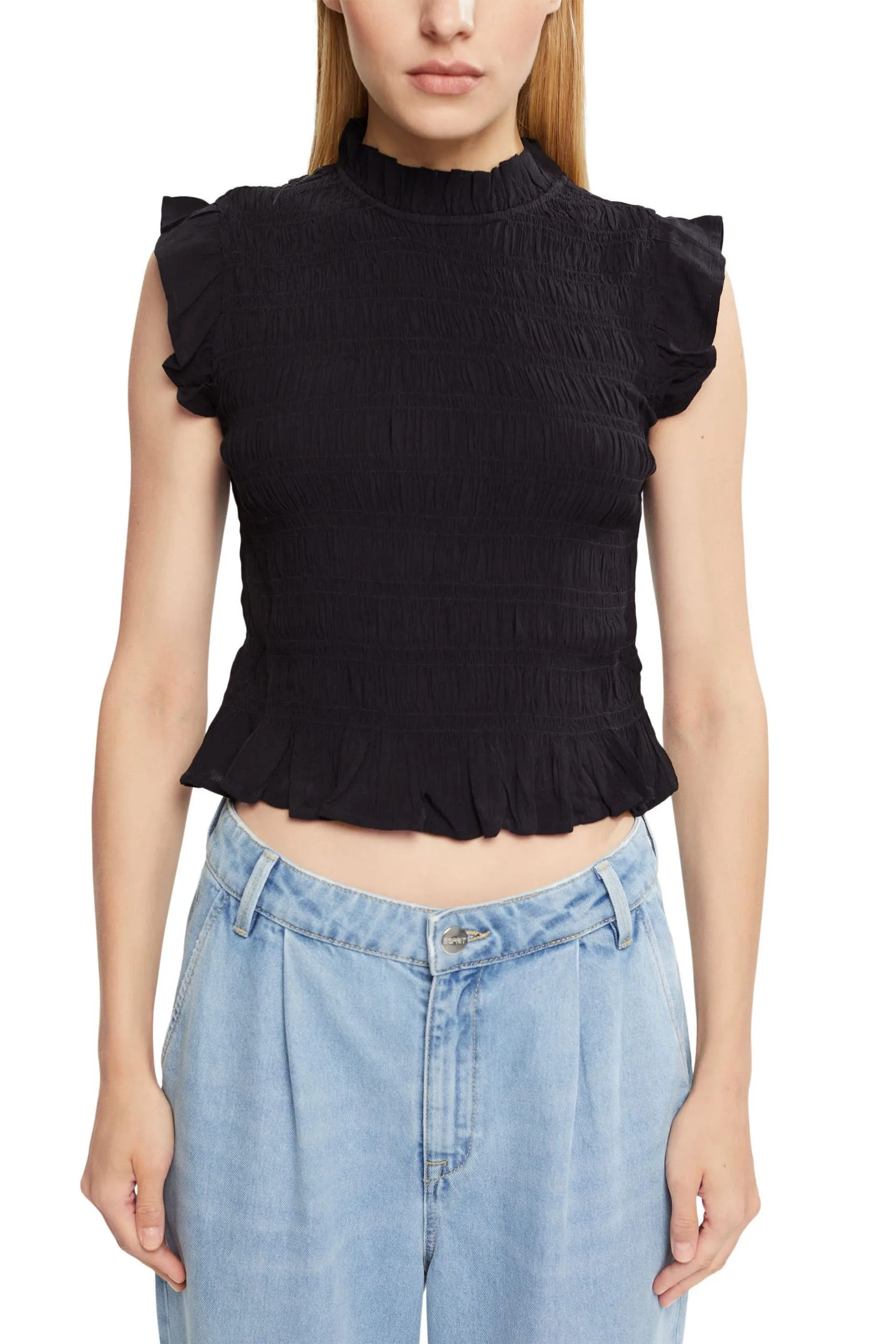 Edc By Esprit Gesmokte Bluse Black – Bild 2