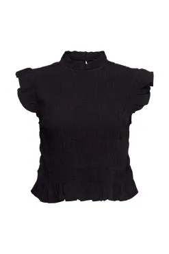 Edc By Esprit Gesmokte Bluse Black