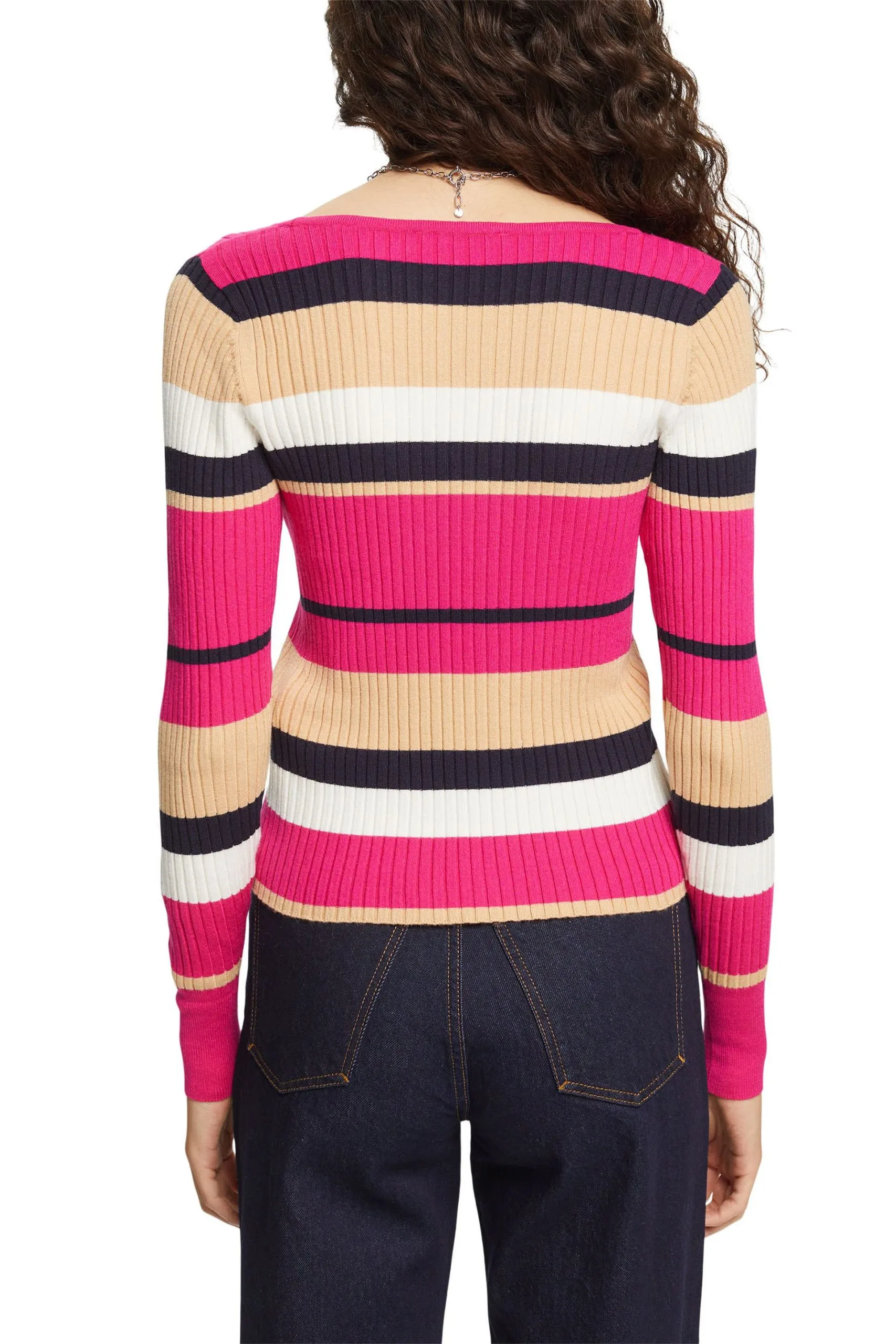 Edc By Esprit Gestreifter Pullover Pink Fuchsia – Bild 3