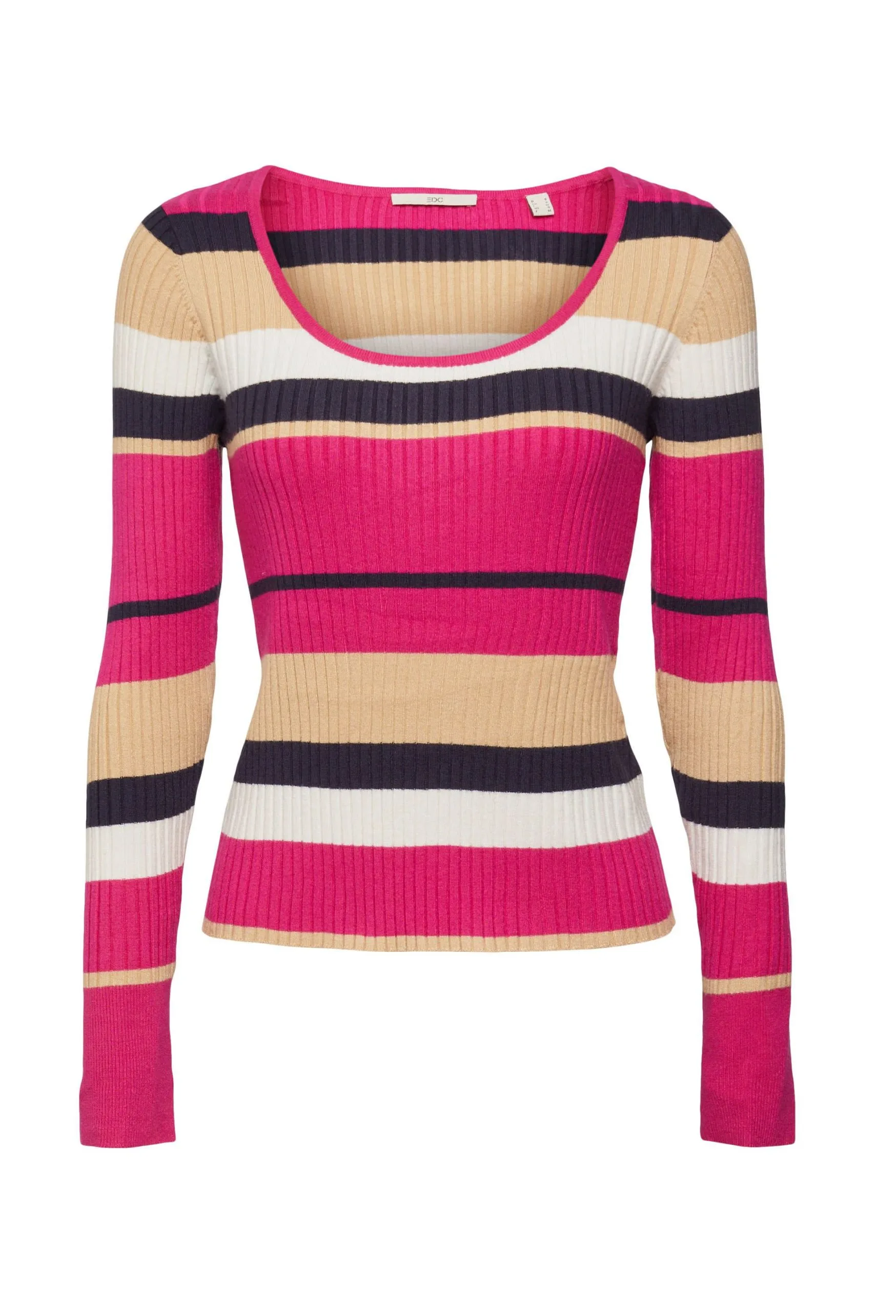 Edc By Esprit Gestreifter Pullover Pink Fuchsia
