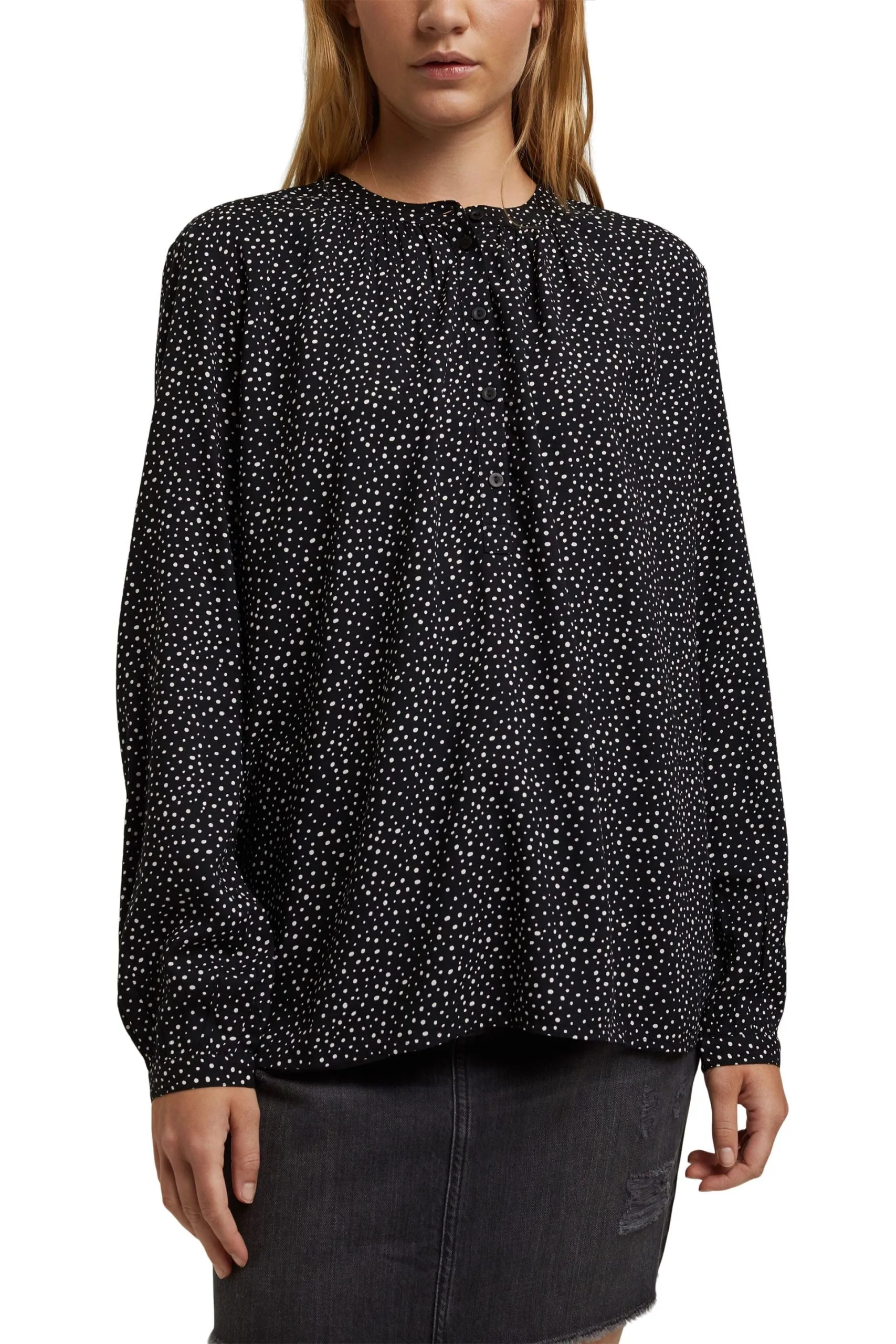 Edc By Esprit HenleyBluse Mit Print Black 4 – Bild 3