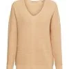 Edc By Esprit Locker Gestrickter Pullover Mit V-Ausschnitt Cream Beige
