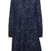 Edc By Esprit Print-Kleid Mit Rüschen Navy 4