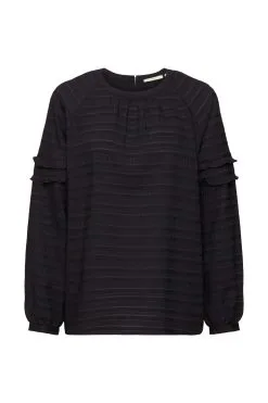 Edc By Esprit Strukturierte Bluse Mit Rüschen Black