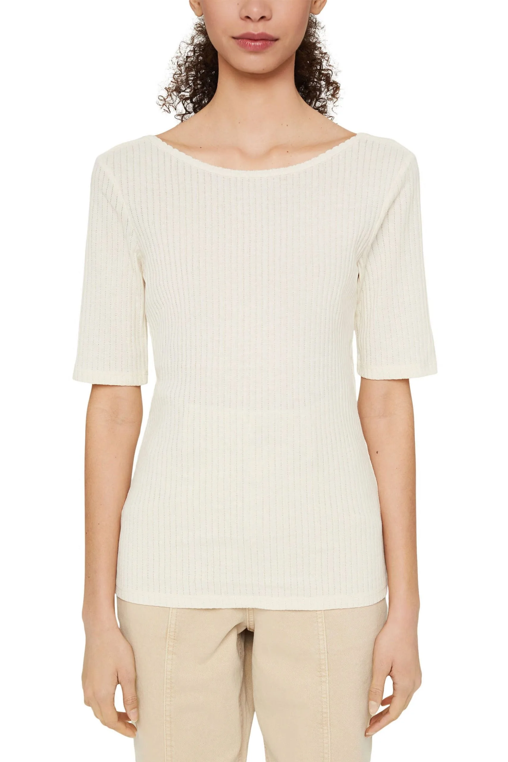 Edc By Esprit T-Shirt Mit Rückenausschnitt Off White – Bild 2