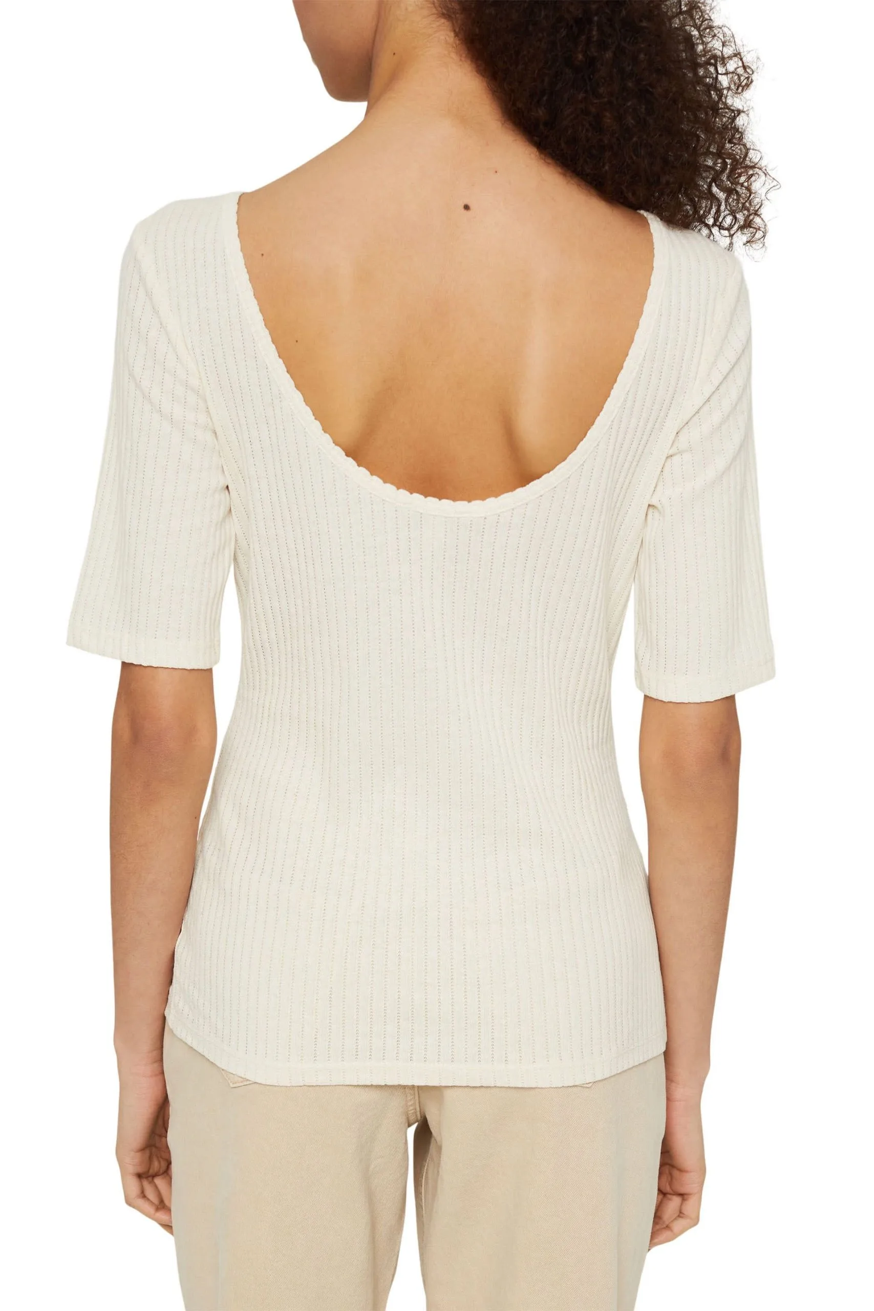 Edc By Esprit T-Shirt Mit Rückenausschnitt Off White – Bild 3