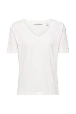 Edc By Esprit T-Shirt Mit V-Ausschnitt Off White