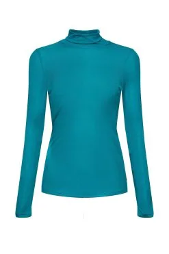 Edc By Esprit Weiches Basic-Longsleeve Mit Stehkragen Emerald Green