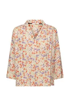 ESPRIT Baumwollbluse Mit Blumen-Print Off White