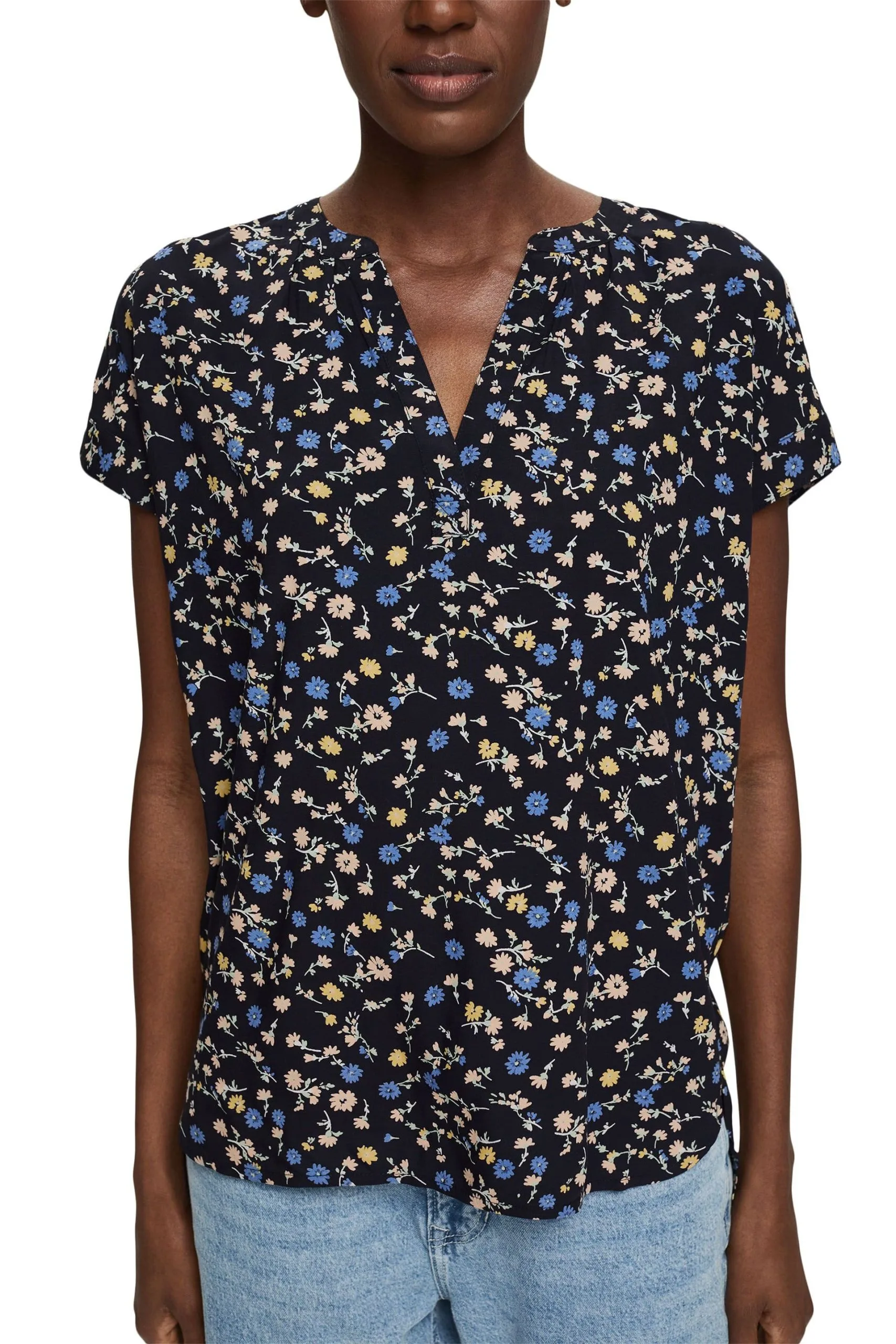 ESPRIT Bluse Mit Blumenmuster Navy – Bild 2