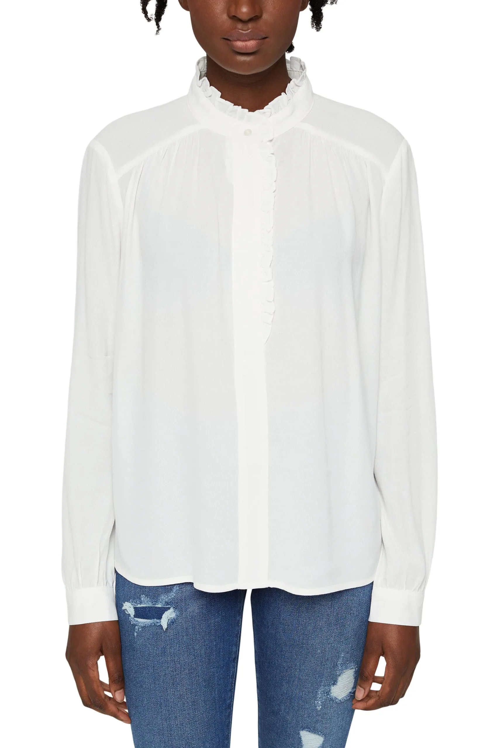 ESPRIT Fließende Crêpebluse Mit Rüschen Off White – Bild 3