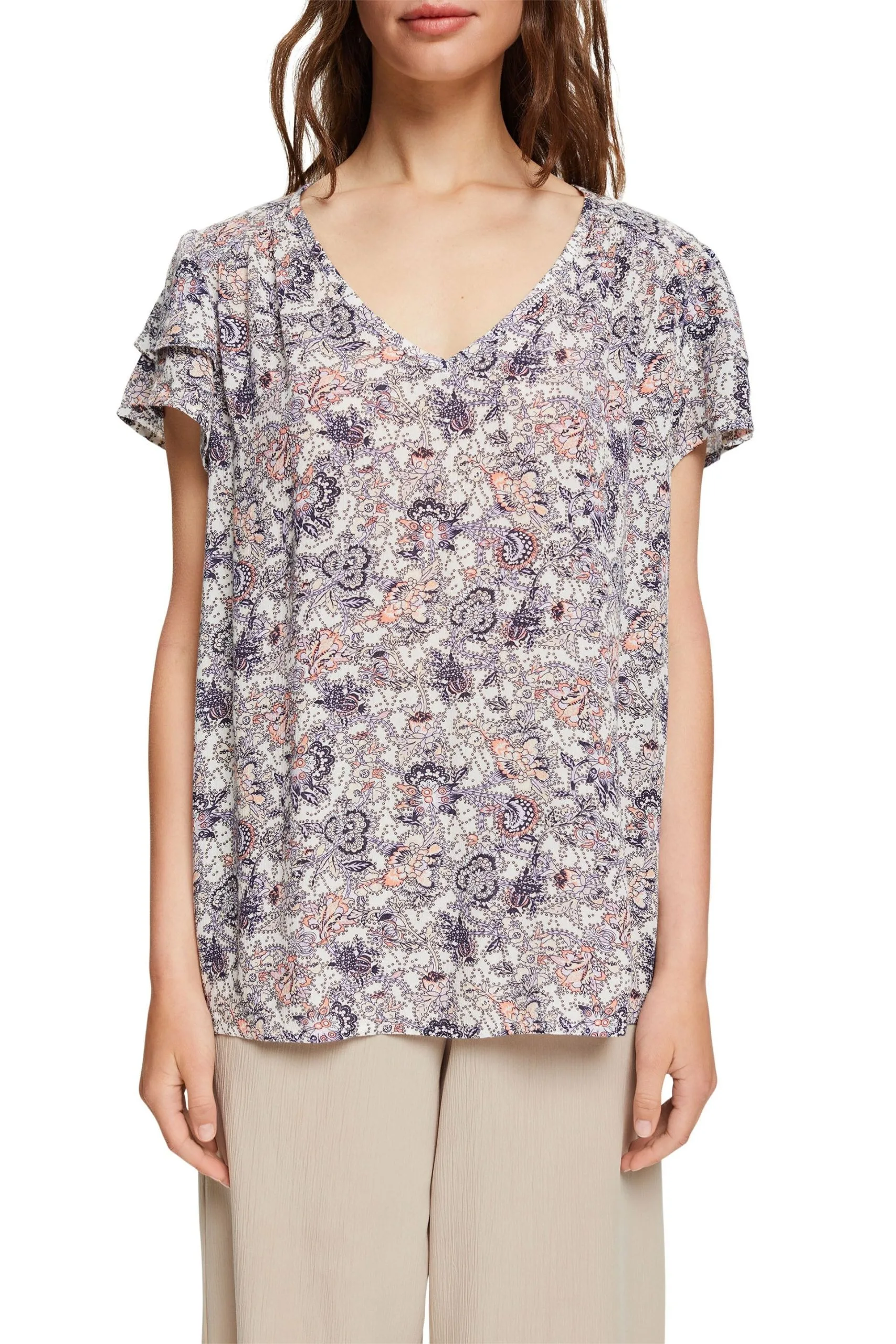 ESPRIT Floral Gemusterte Bluse Off White – Bild 2