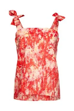 ESPRIT Gemusterte Bluse Mit Trägern Zum Binden Red