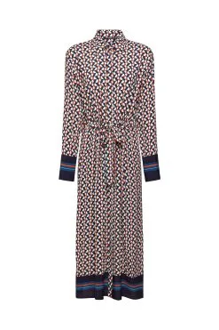 ESPRIT Gemustertes Hemdblusenkleid Navy