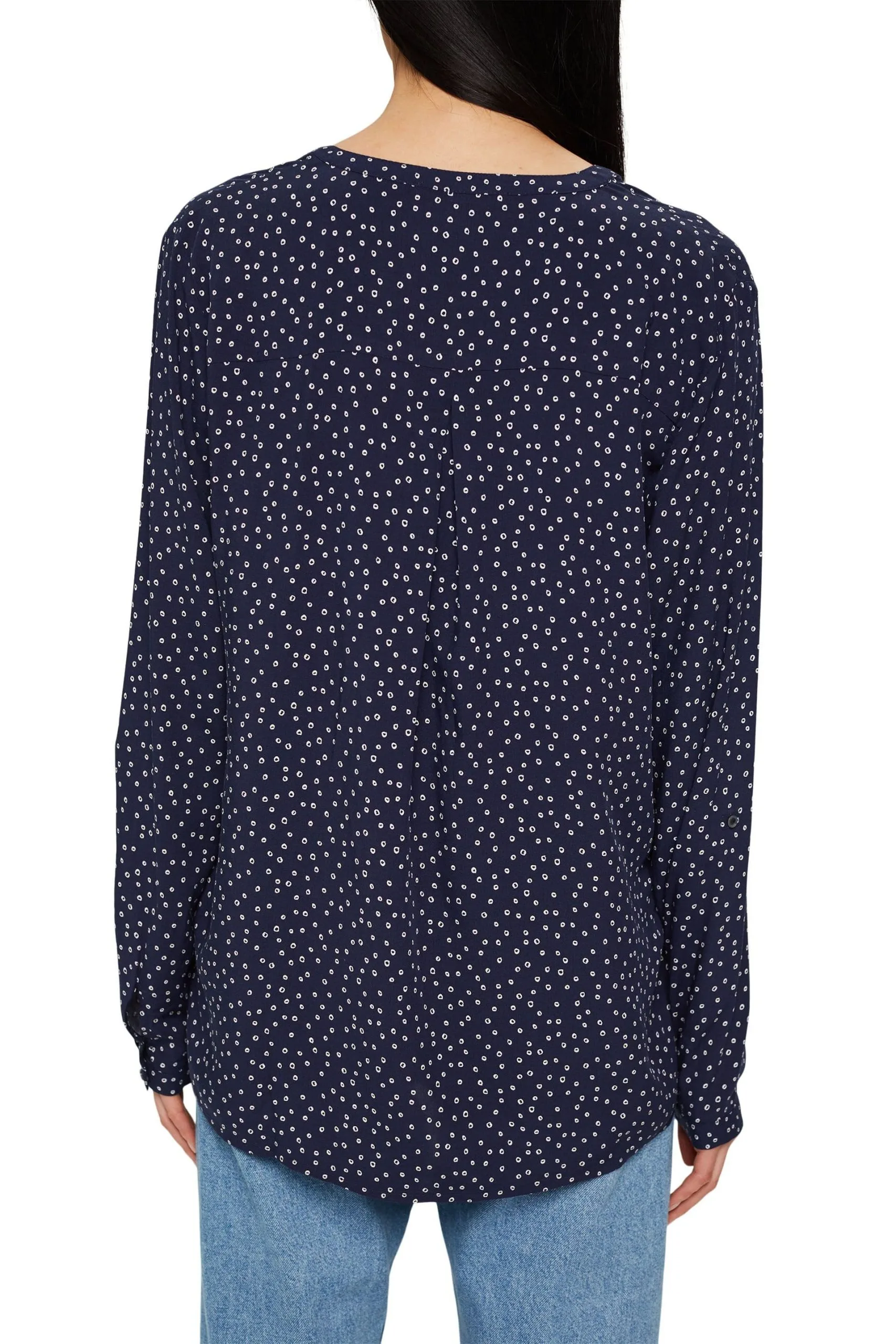 ESPRIT Gepunktete Henley-Bluse New Navy – Bild 3