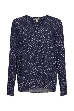 ESPRIT Gepunktete Henley-Bluse New Navy