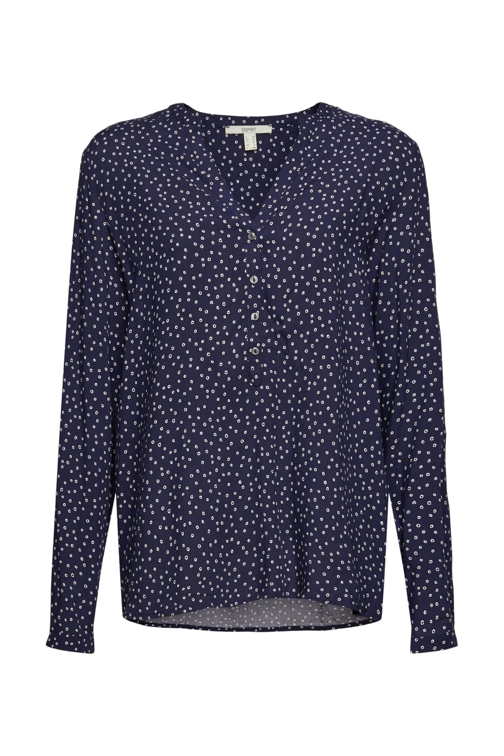 ESPRIT Gepunktete Henley-Bluse New Navy