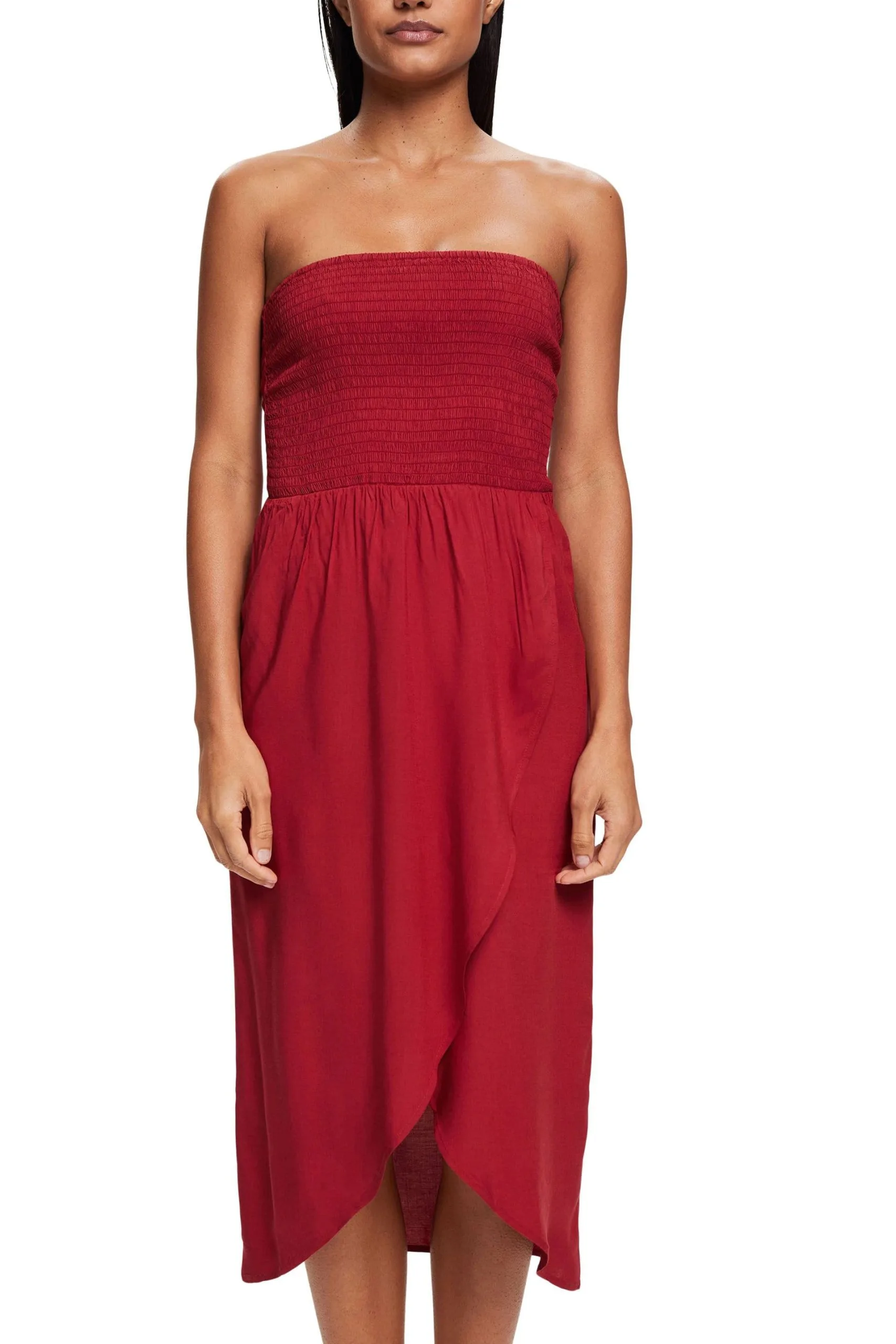 ESPRIT Gesmoktes Schlauchkleid In Midilänge Dark Red – Bild 2