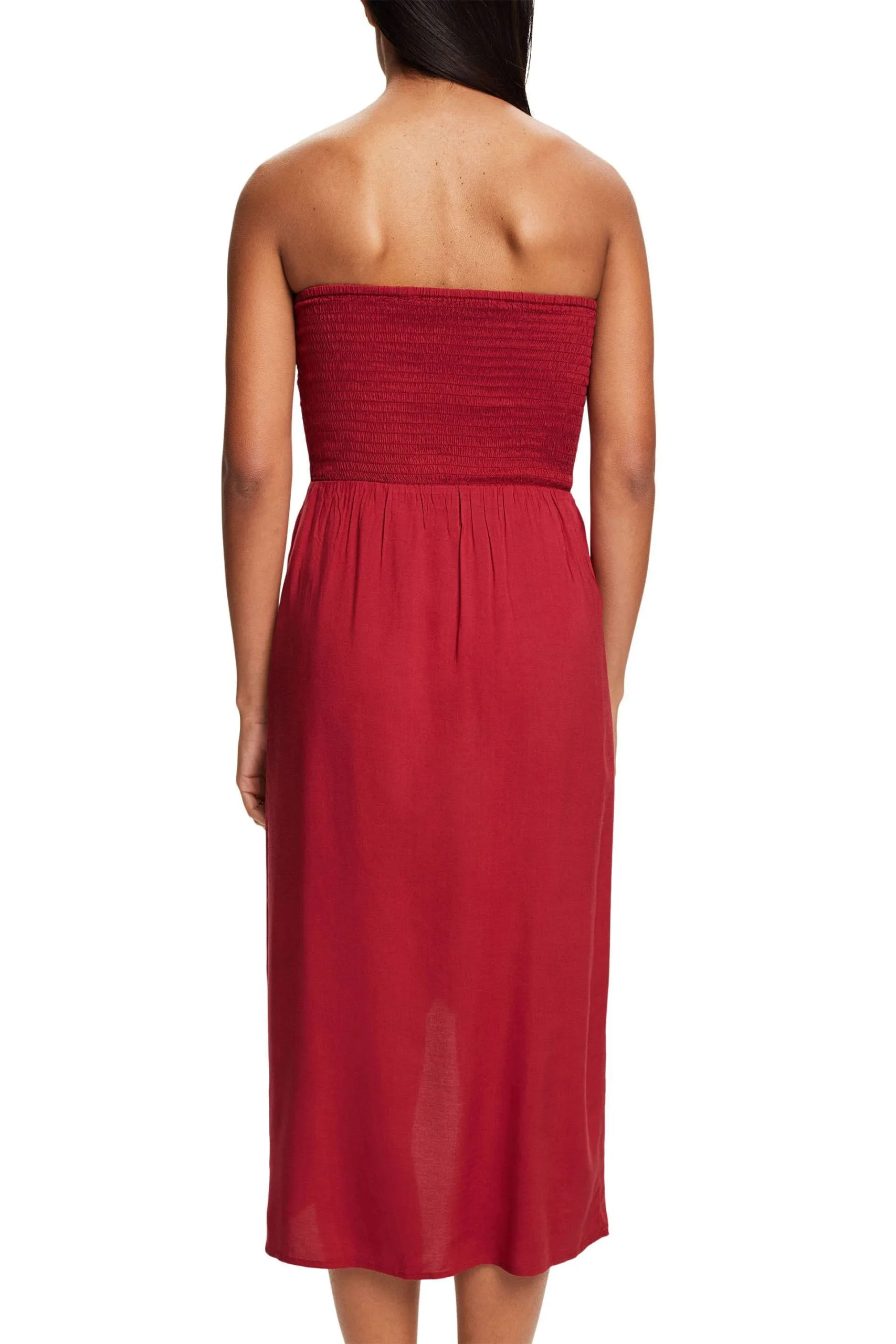 ESPRIT Gesmoktes Schlauchkleid In Midilänge Dark Red – Bild 3
