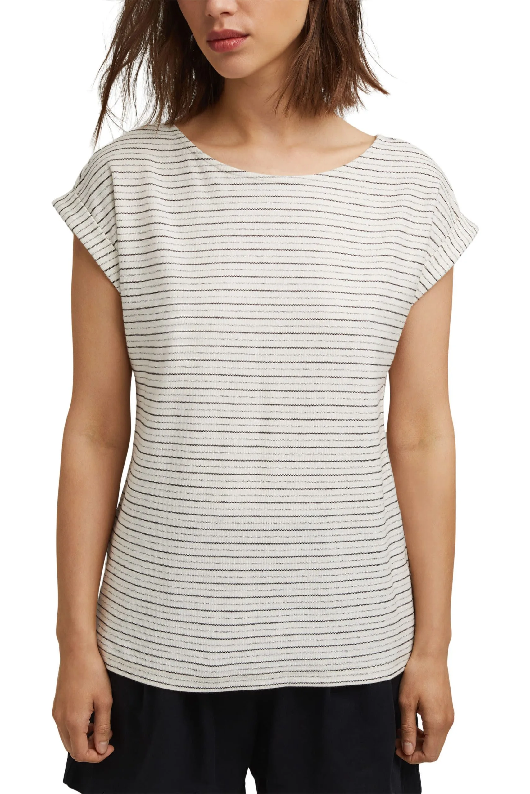 ESPRIT Gestreiftes Shirt Mit Rückenausschnitt Off White – Bild 3