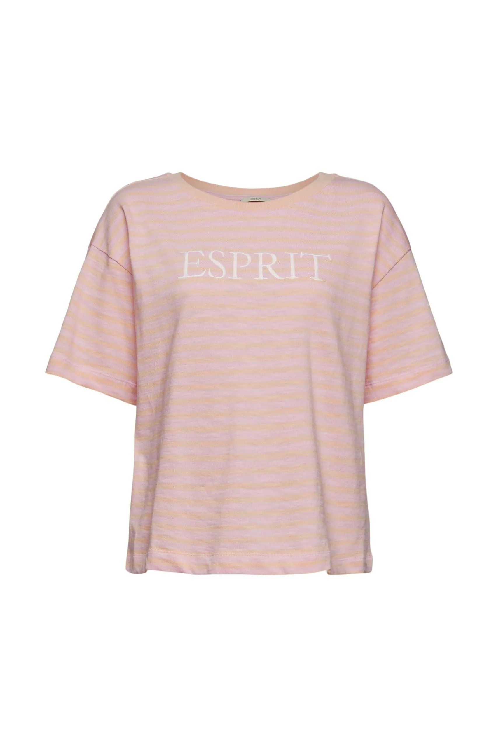 ESPRIT Gestreiftes T-Shirt Mit Logo-Stickerei Light Pink