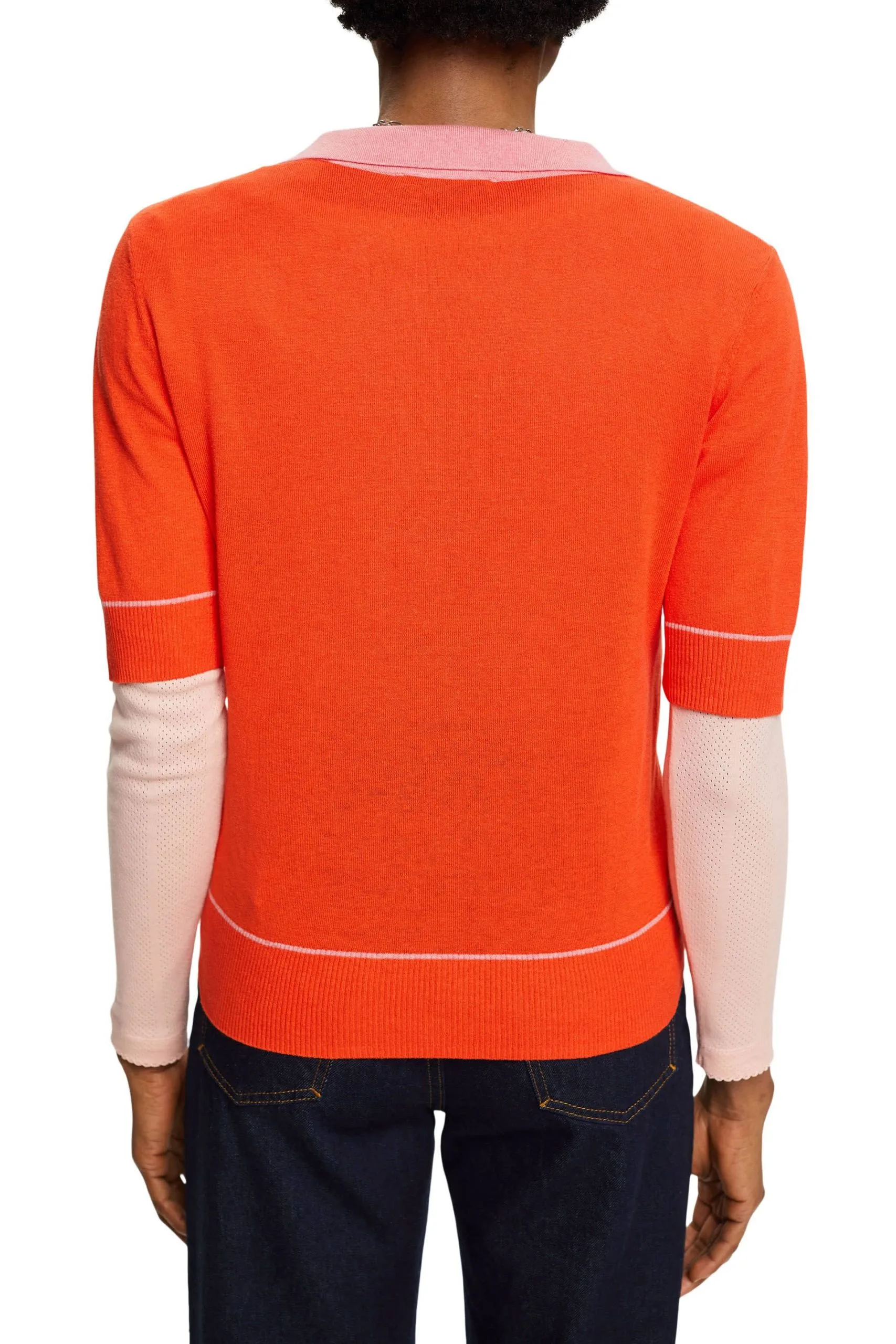 ESPRIT Gewebter V-Ausschnitt-Pullover Mit Anteil Orange Red – Bild 3