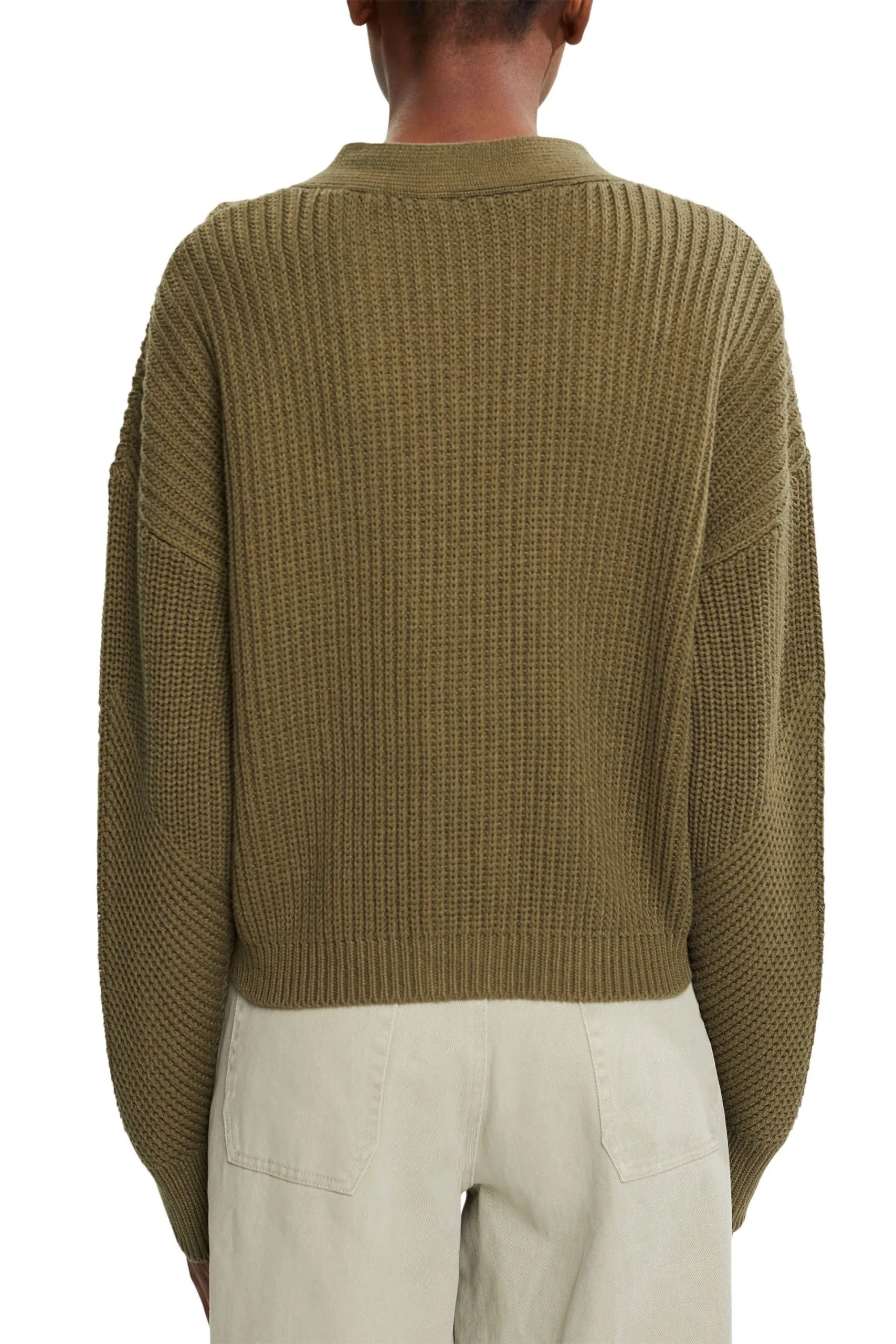 ESPRIT Grobstrick-Cardigan Dark Khaki – Bild 3