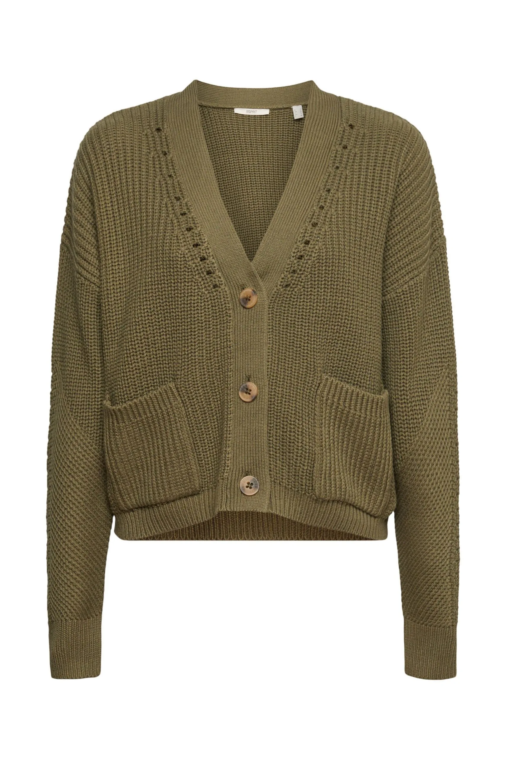 ESPRIT Grobstrick-Cardigan Dark Khaki