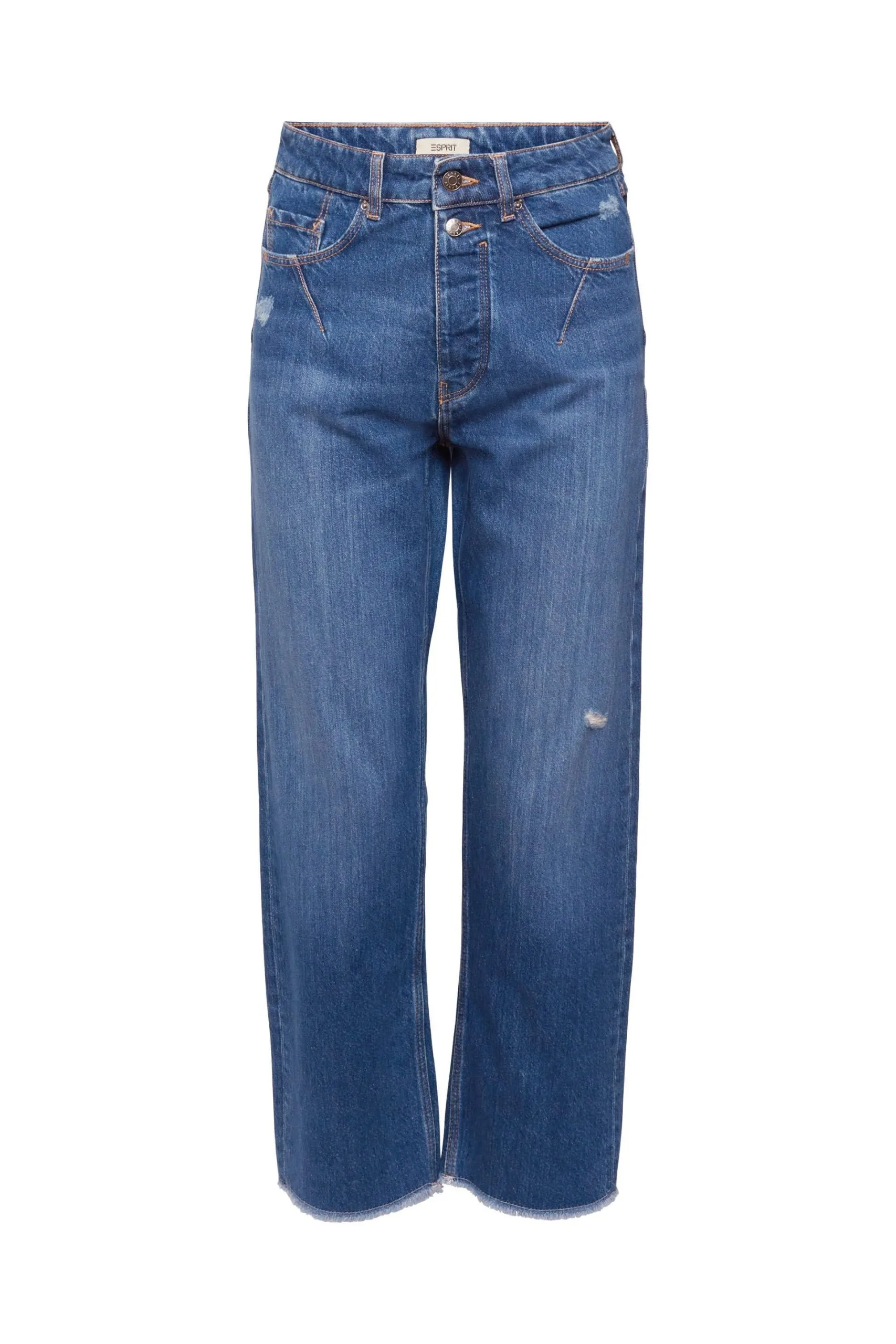 ESPRIT Jeans Mit Destroyed-Effekten In Dad Fit Blue Medium Washed