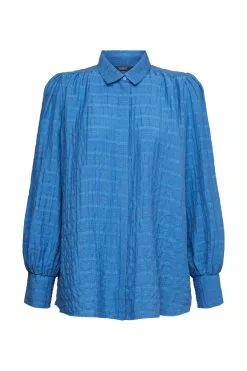 ESPRIT Karierte Bluse In Crinkle-Optik Blue