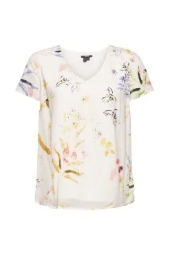 ESPRIT Kurzarmbluse Off White