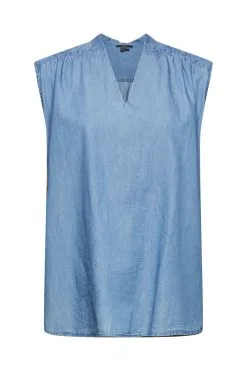 ESPRIT Kurzärmelige Bluse Blue Medium Wash