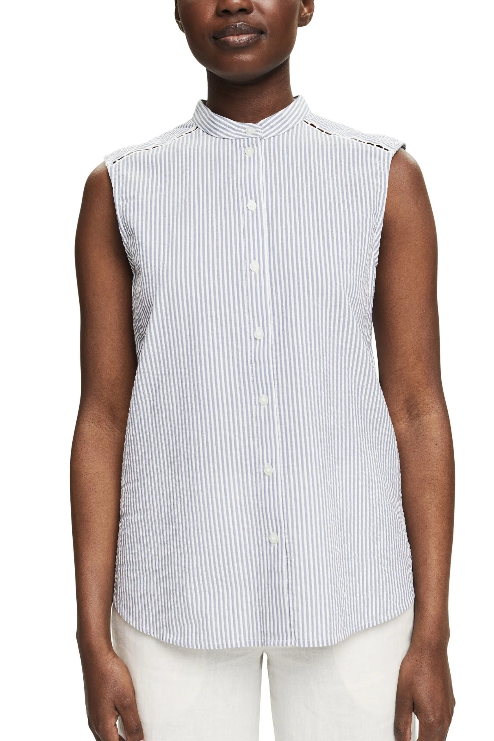 ESPRIT Kurzärmelige Bluse Mit Längsstreifen White 3 – Bild 2