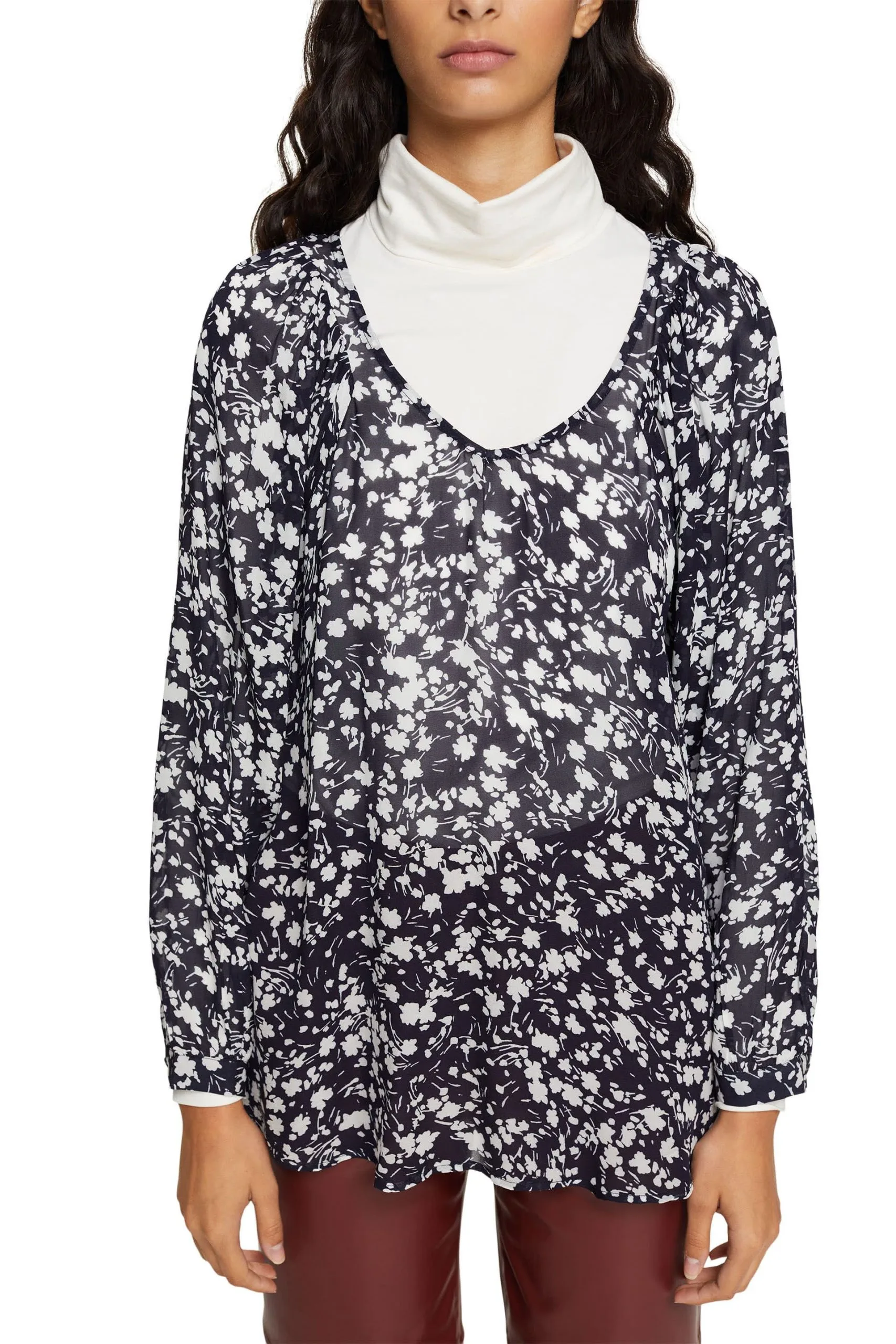 ESPRIT Leichte Bluse Mit Blumenprint Navy – Bild 2