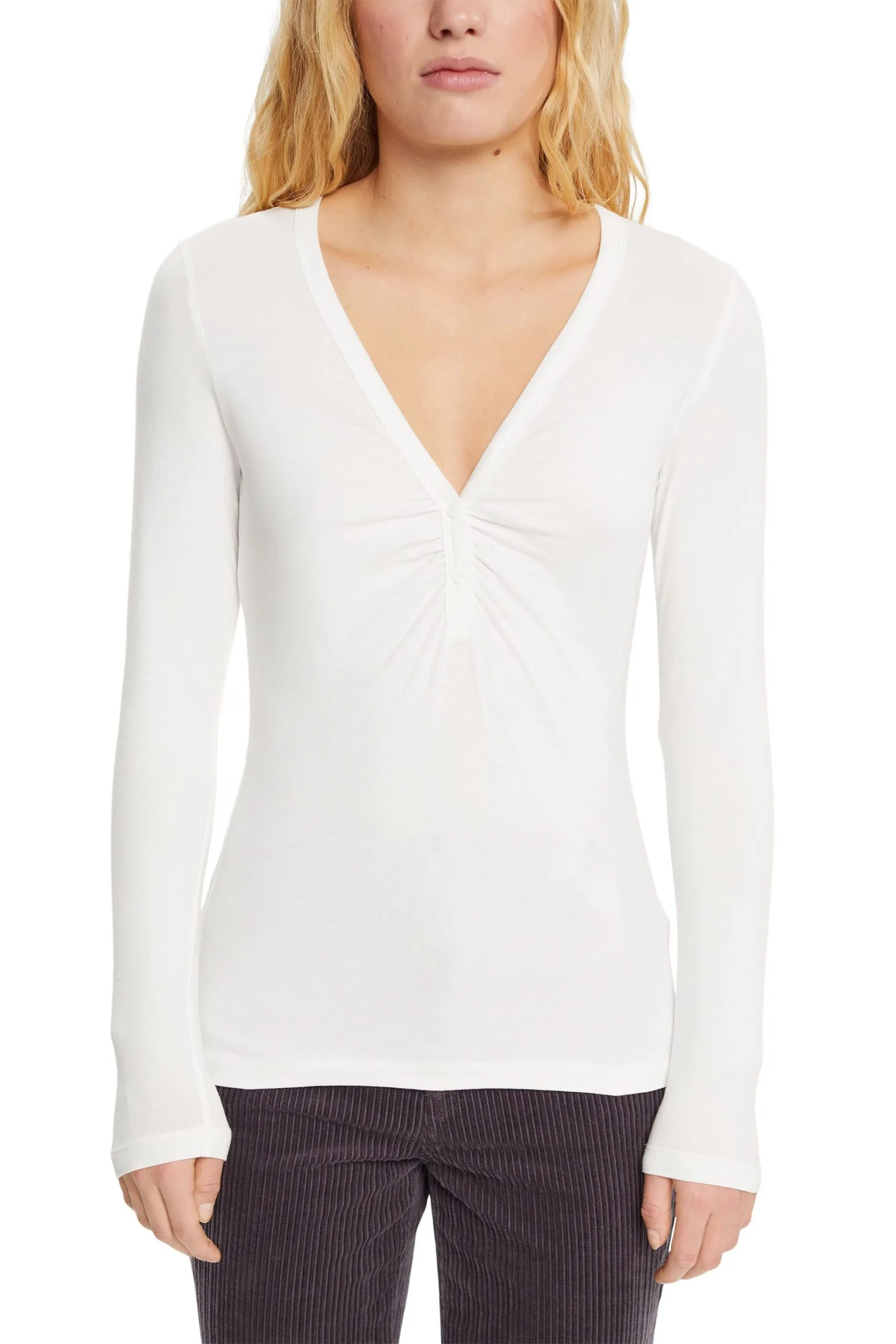 ESPRIT Longsleeve Und Knöpfen Off White – Bild 2